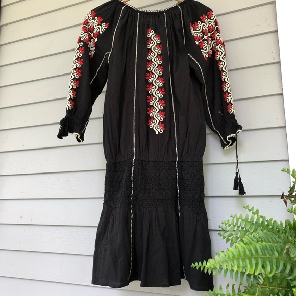 Ulla Johnson Mini Dress Tassels Black Embroidered  Samira US 2 - Picture 7 of 12